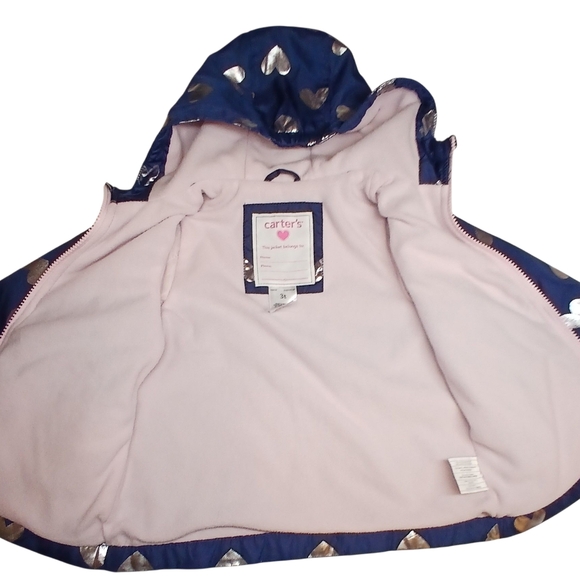 Carter’s Fleece-Lined Heart Rain Jacket – 3T - Picture 4 of 7